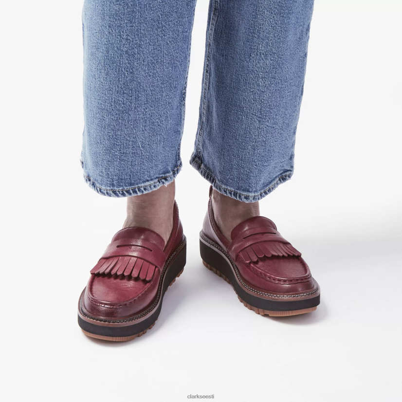 XFL6JJ208 Burgundia nahk Clarks orianna loafer